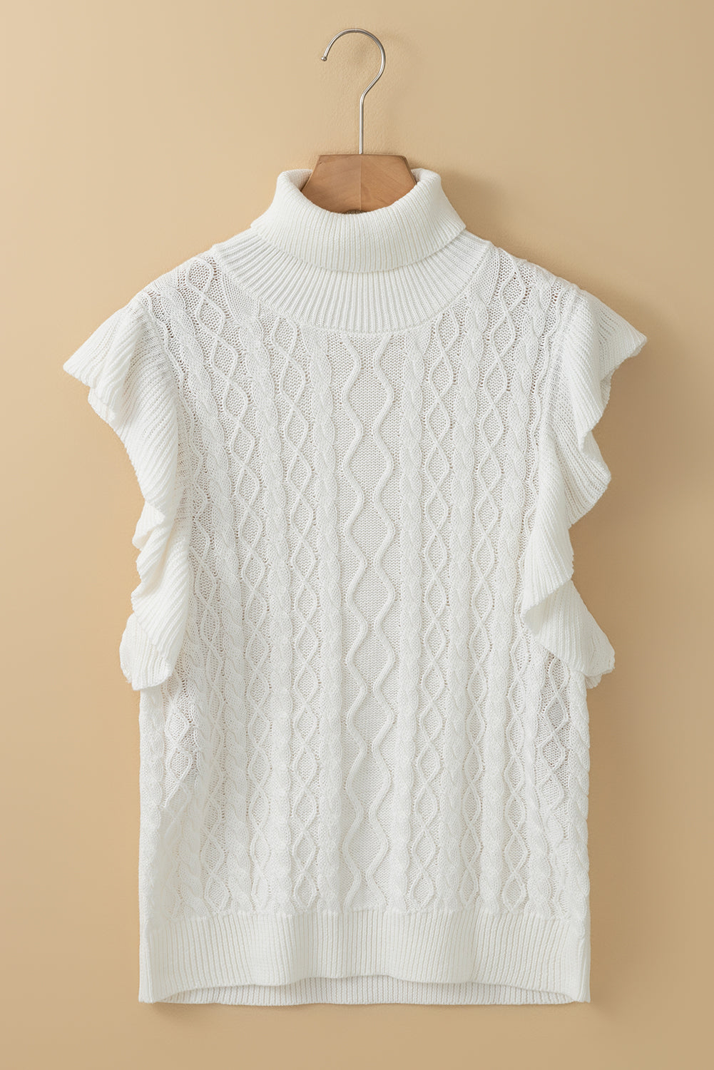 Cable-Knit Turtleneck Cap Sleeve Sweater - Classique Collection