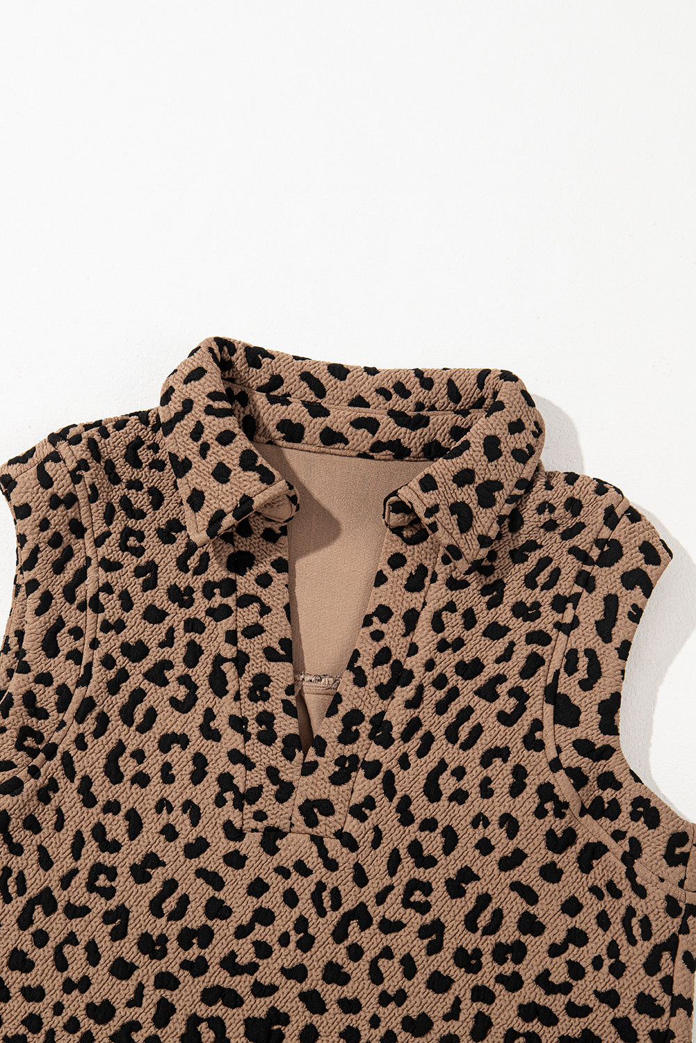 Leopard Johnny Collar Sleeveless Mini Dress - Classique Collection