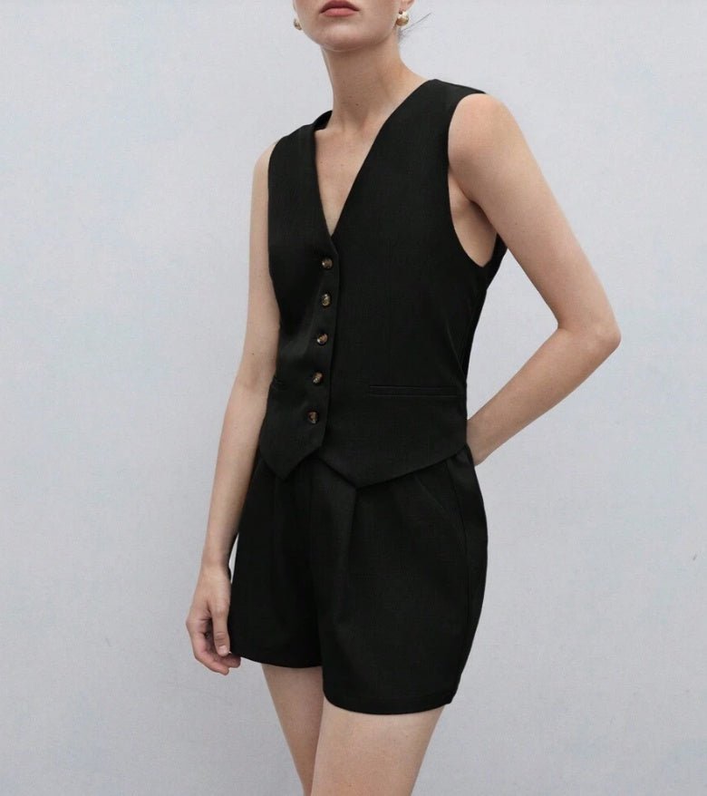 Casual Women's Solid Color Vest Jacket SetTwo Piece Pants Sets