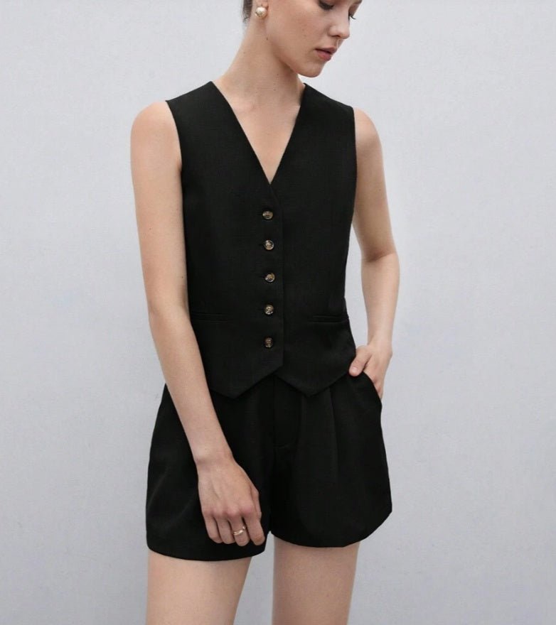 Casual Women's Solid Color Vest Jacket SetTwo Piece Pants Sets