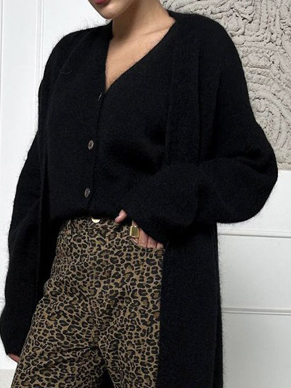 Fuzzy Open Front Solid Color Cardigan - Classique Collection