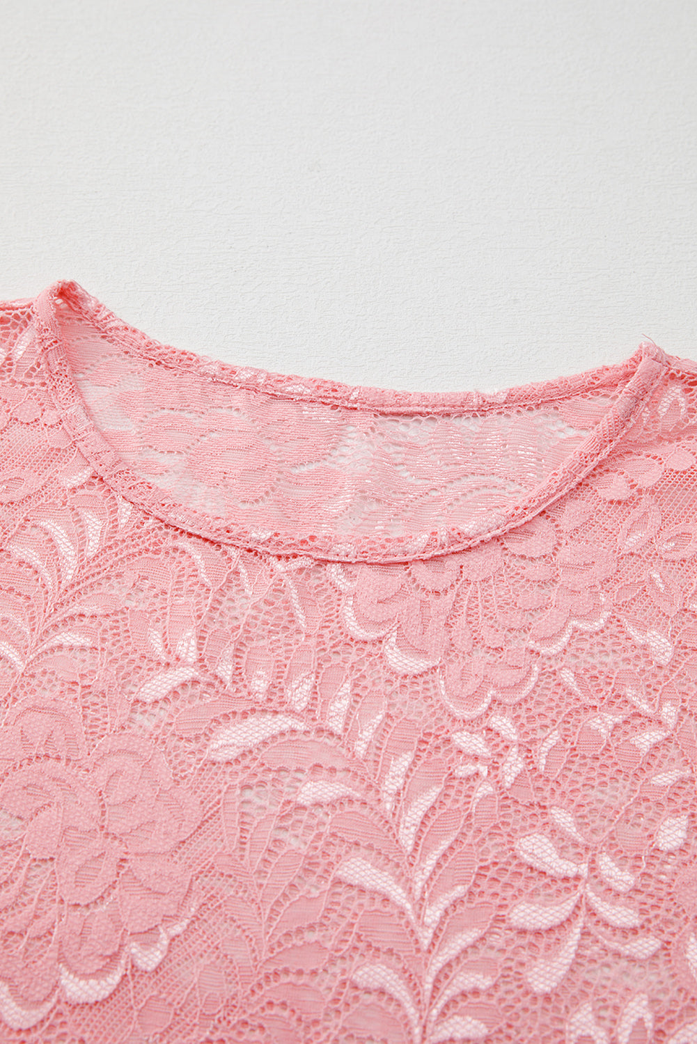 Lace Flower Round Neck Long Sleeve Top - Classique Collection