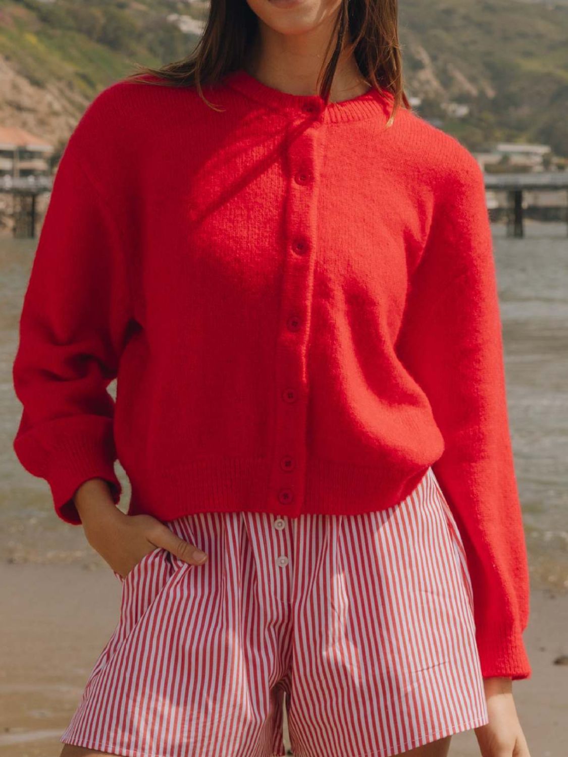 Button Down Long Sleeve Cardigan - ClassiQ