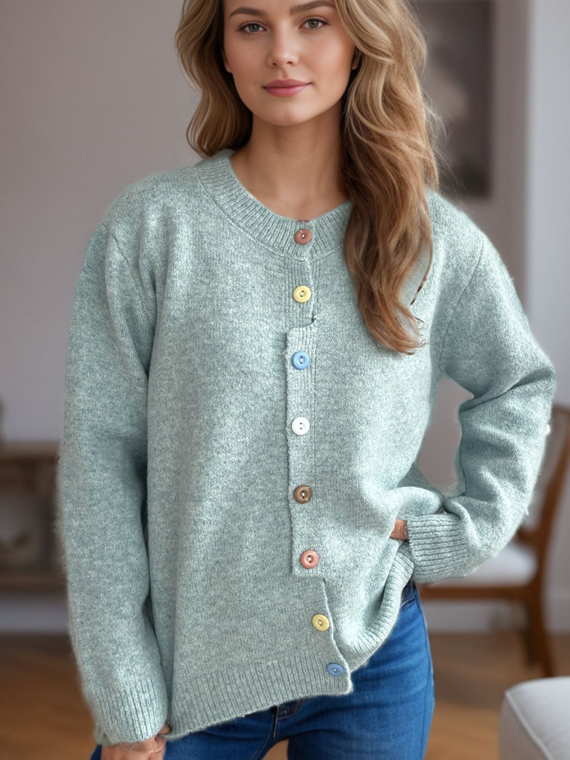 Button Down Long Sleeve Cardigan - ClassiQ