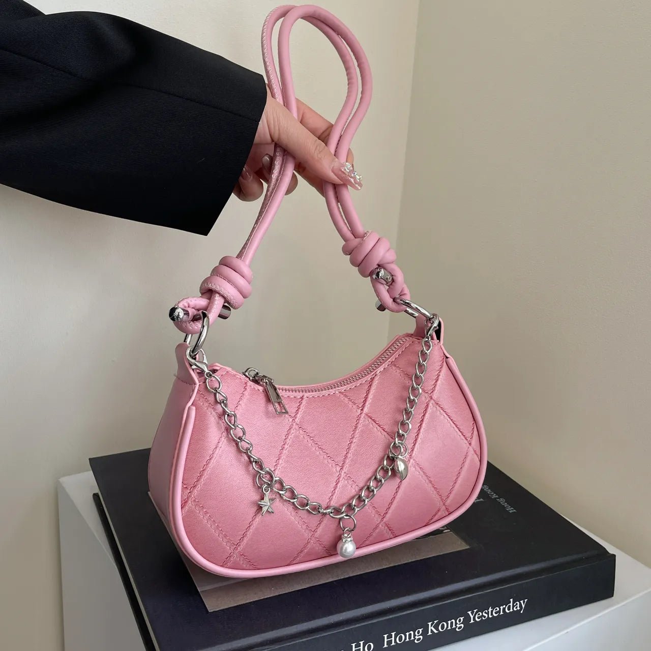 Chain Detail Crescent Shoulder BagBag