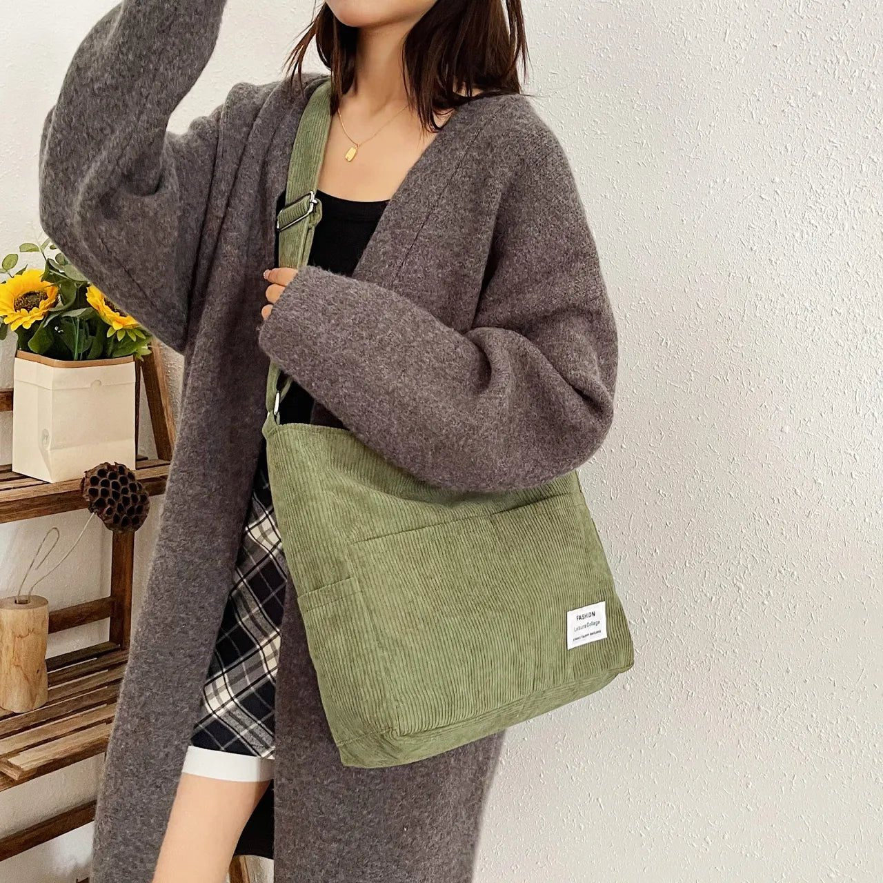 Corduroy Crossbody Messenger BagBag