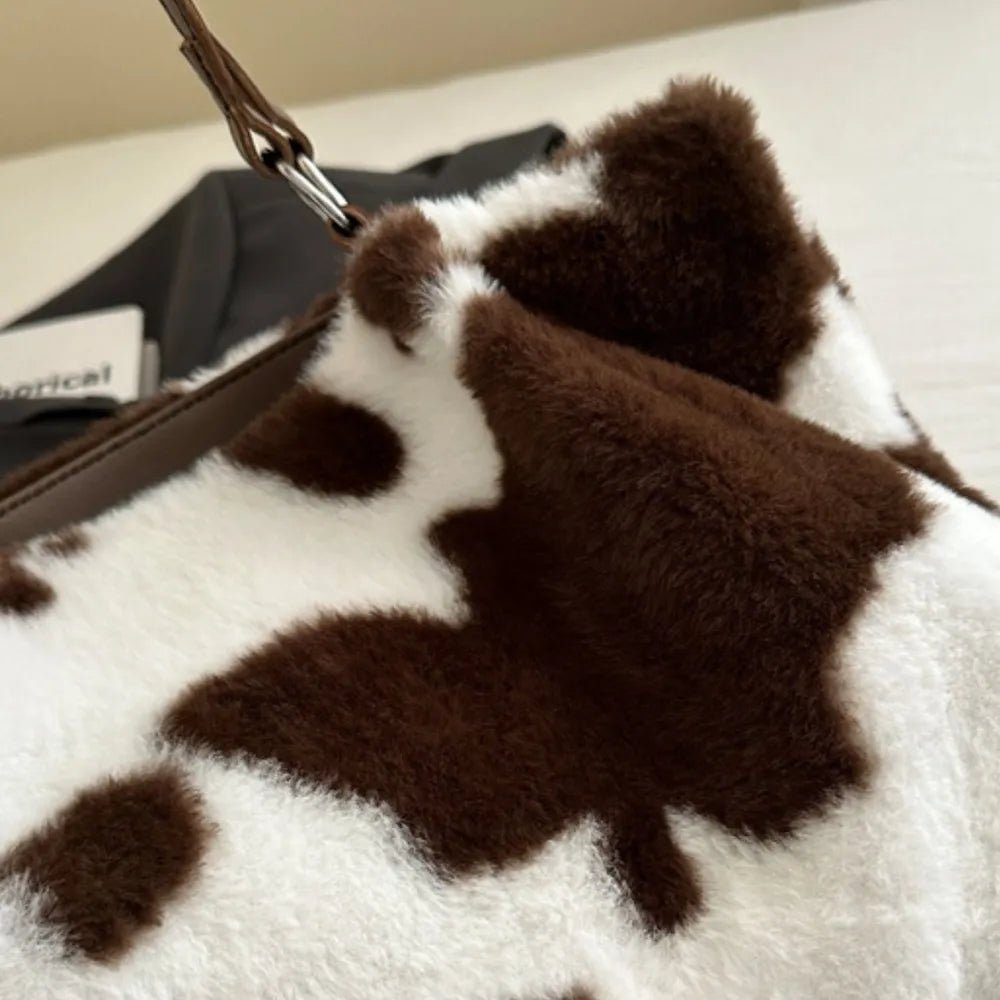 Cow Print Furry Tote BagBag