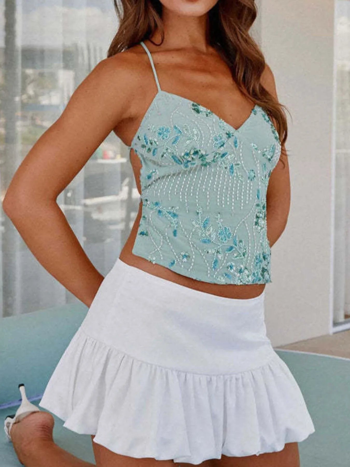 Crisscross Back V - Neck Cami