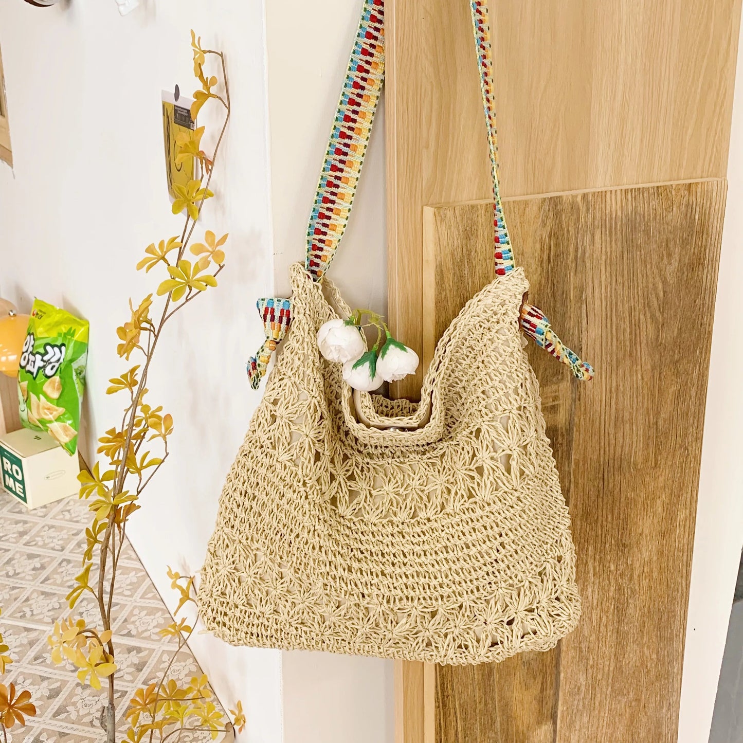 Crochet Colorful Strap Shoulder BagBag