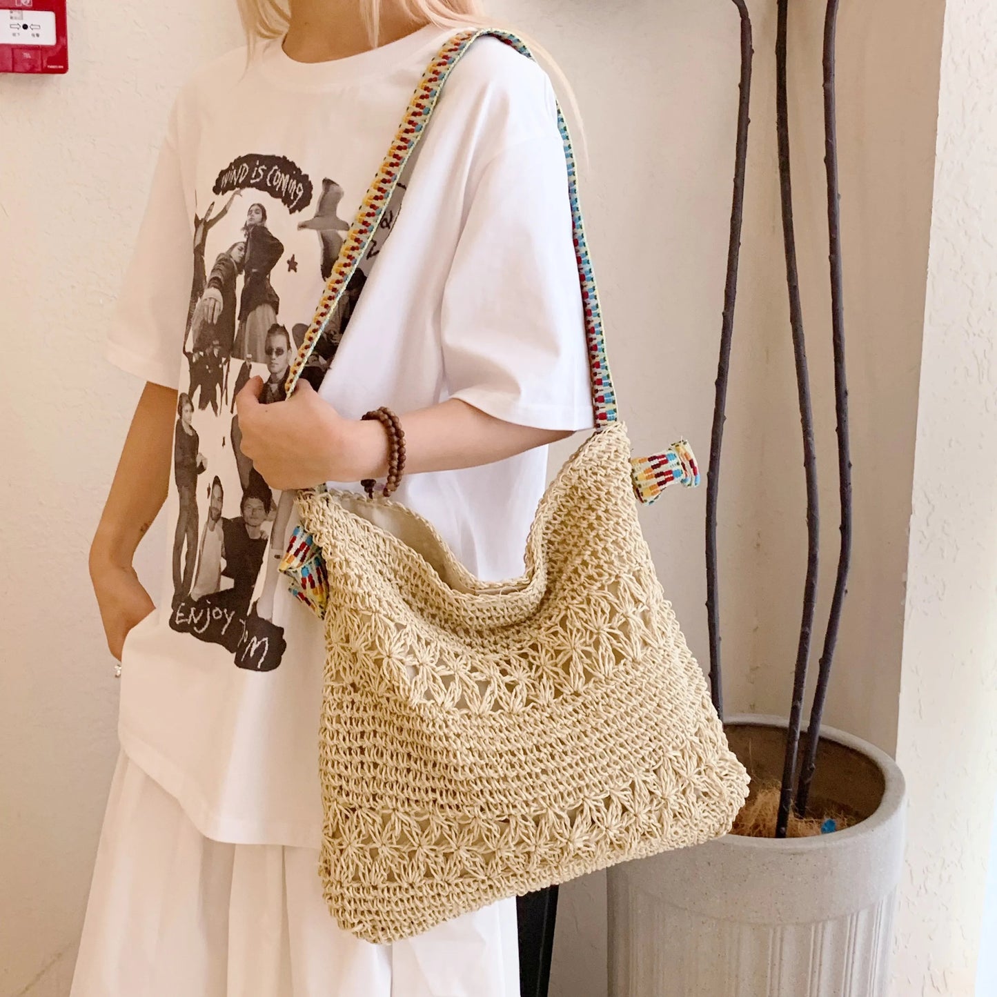 Crochet Colorful Strap Shoulder BagBag