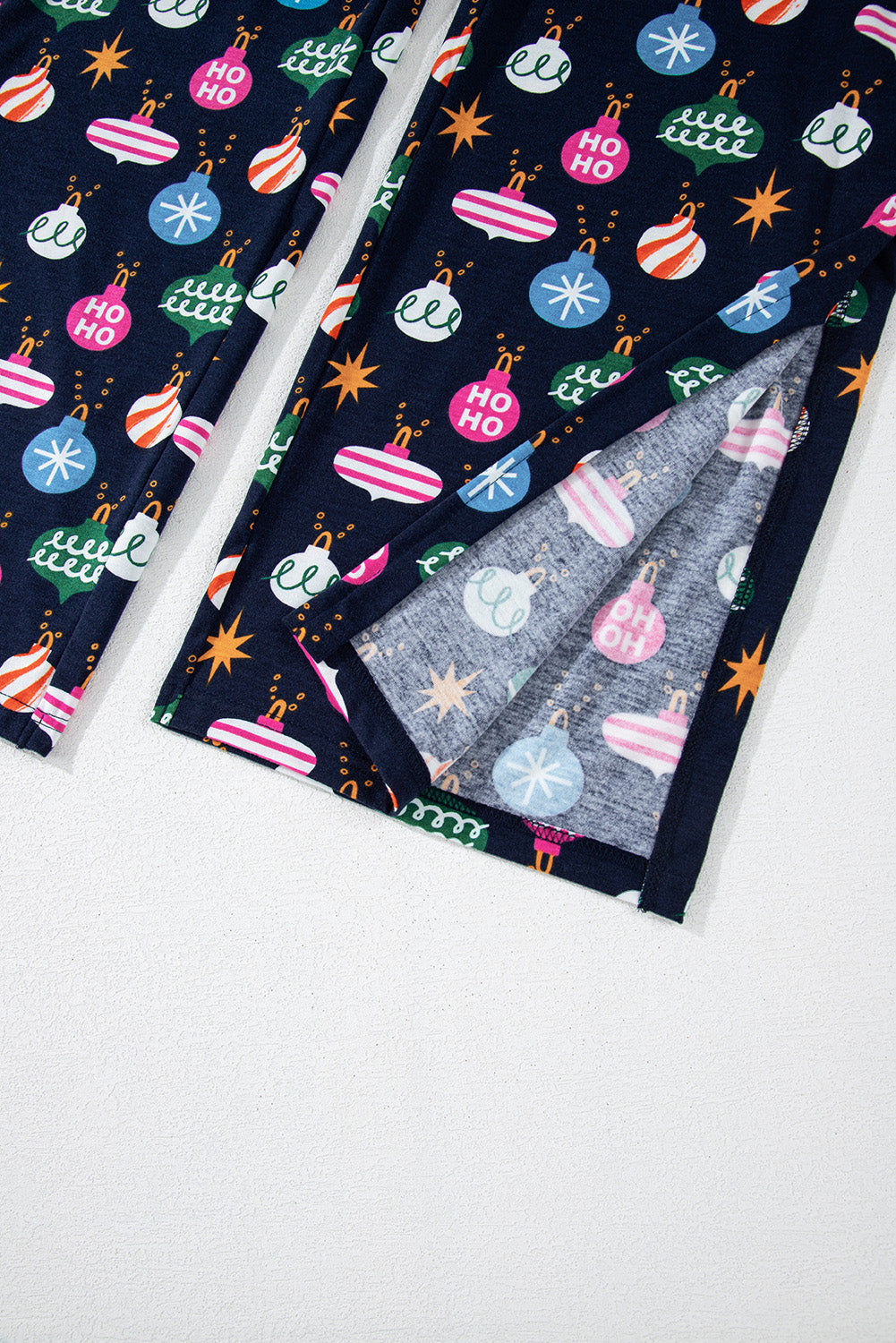 Christmas Lights Print Collared Neck Top and Pants Set - ClassiQ