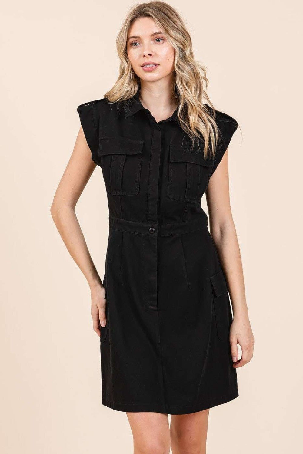 Mittoshop Cargo Pocket Half Button Mini Dress - Classique Collection