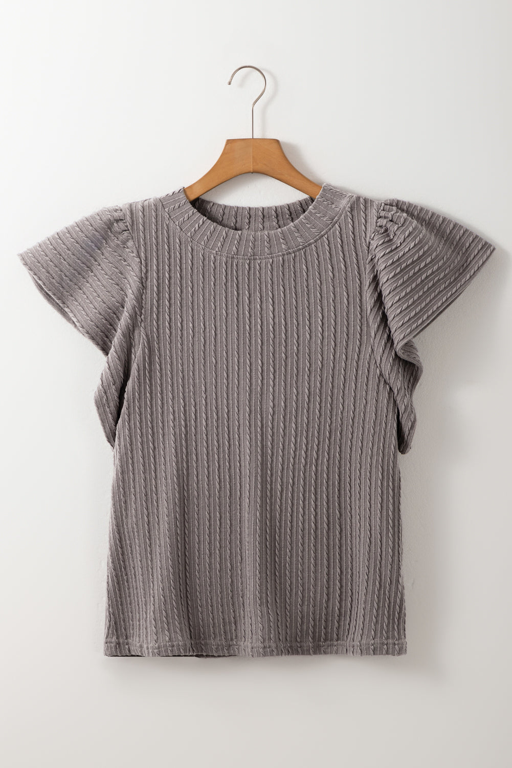 Textured Round Neck Flounce Sleeve Blouse - Classique Collection