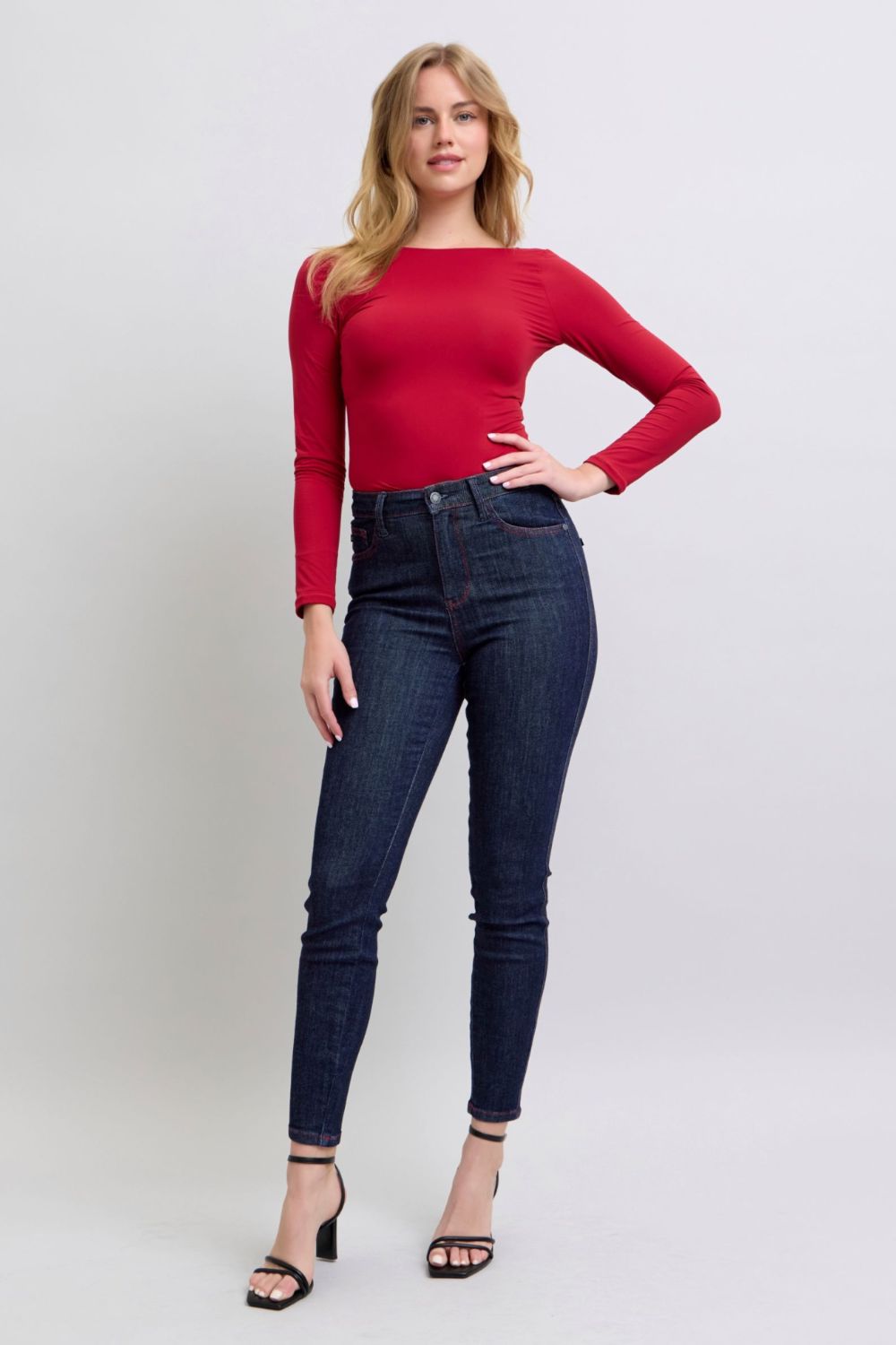 Judy Blue Full Size Heart Shaped Back Pockets Skinny Jeans - Classique Collection