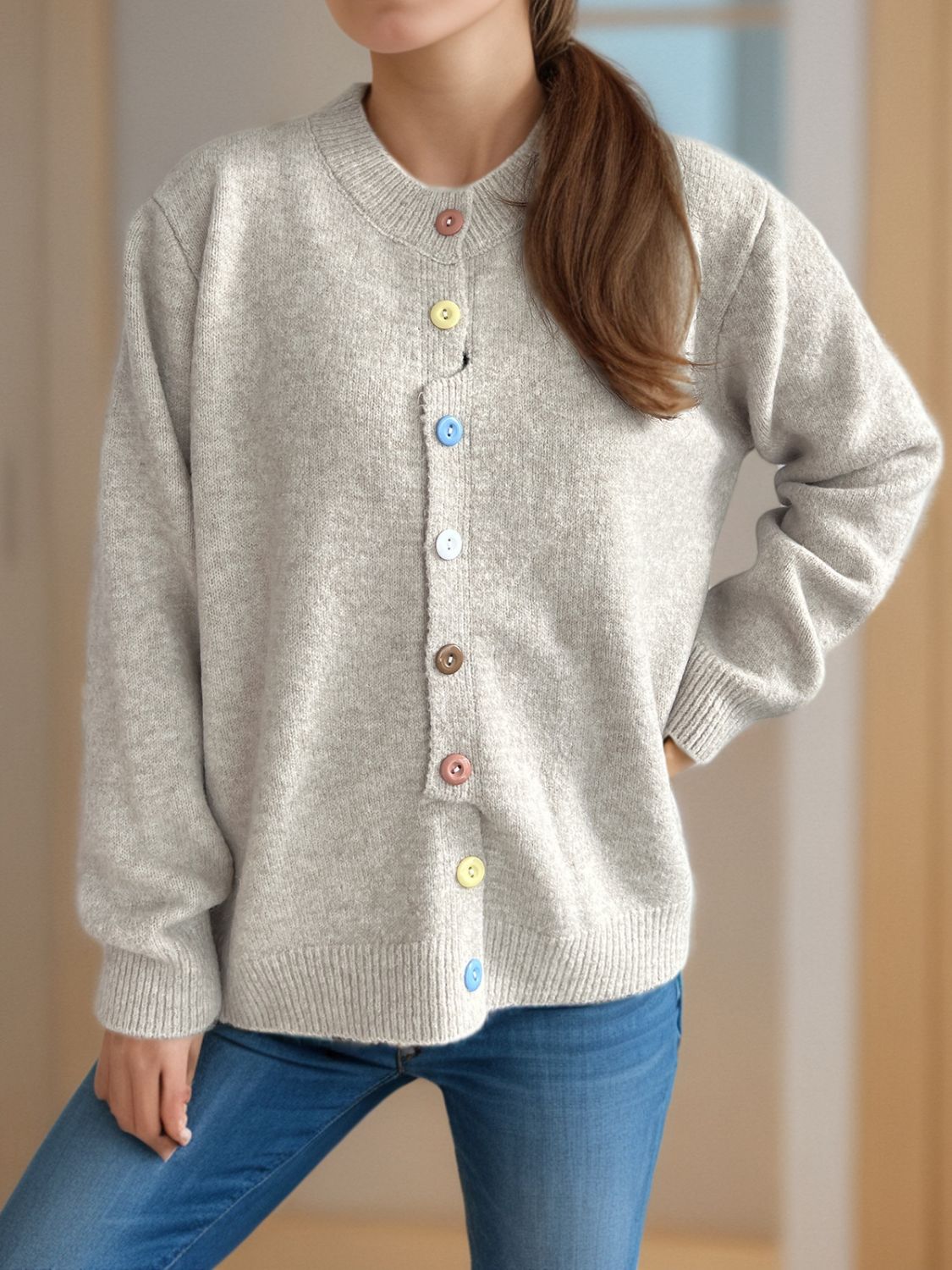Button Down Long Sleeve Cardigan - ClassiQ