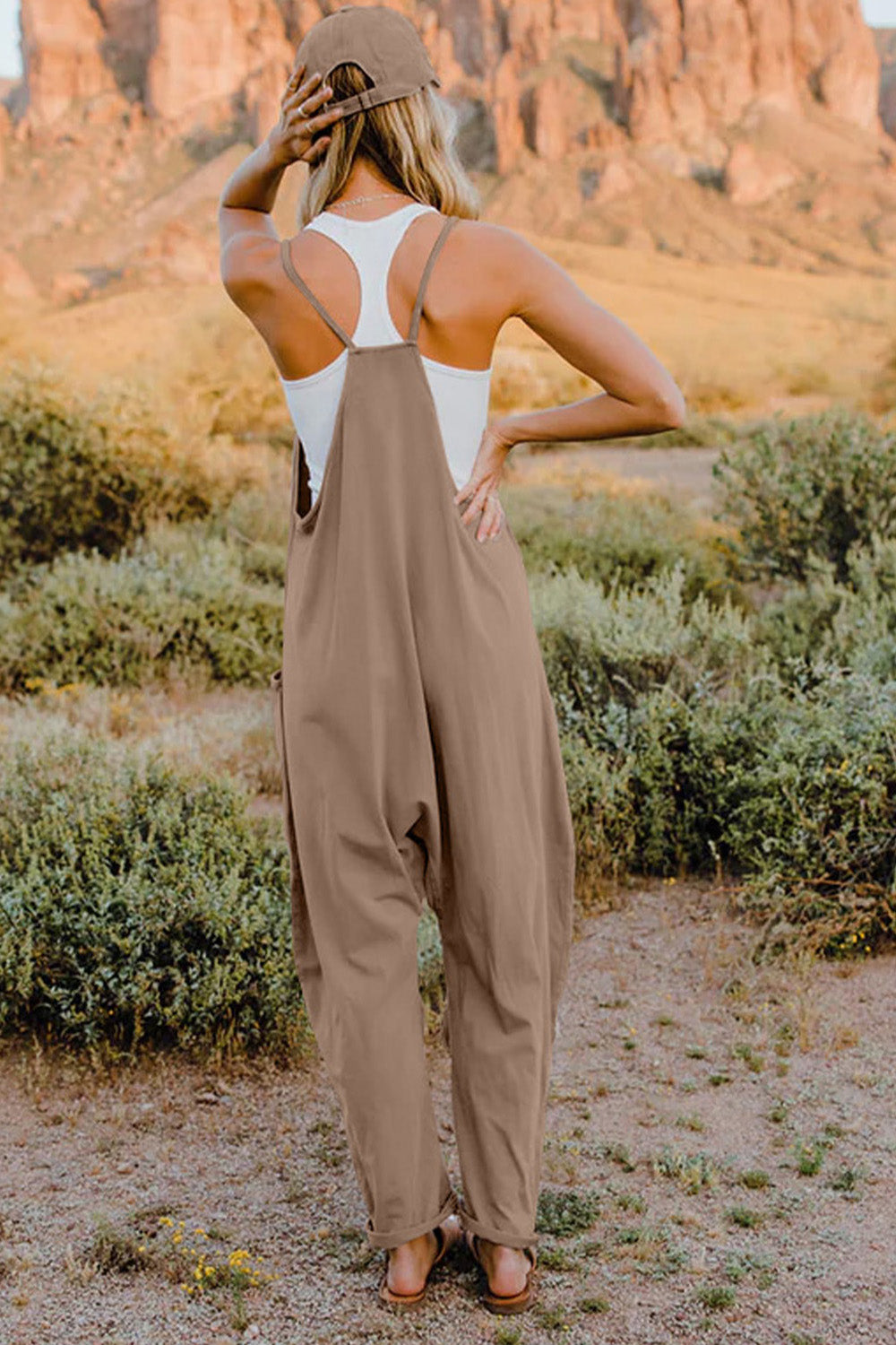 Double Take Full Size V-Neck Sleeveless Jumpsuit with Pockets - ClassiQ