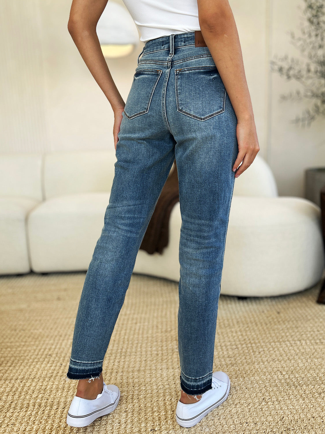 Judy Blue Full Size Mid Rise Rigid Magic Release Hem Jeans - Classique Collection