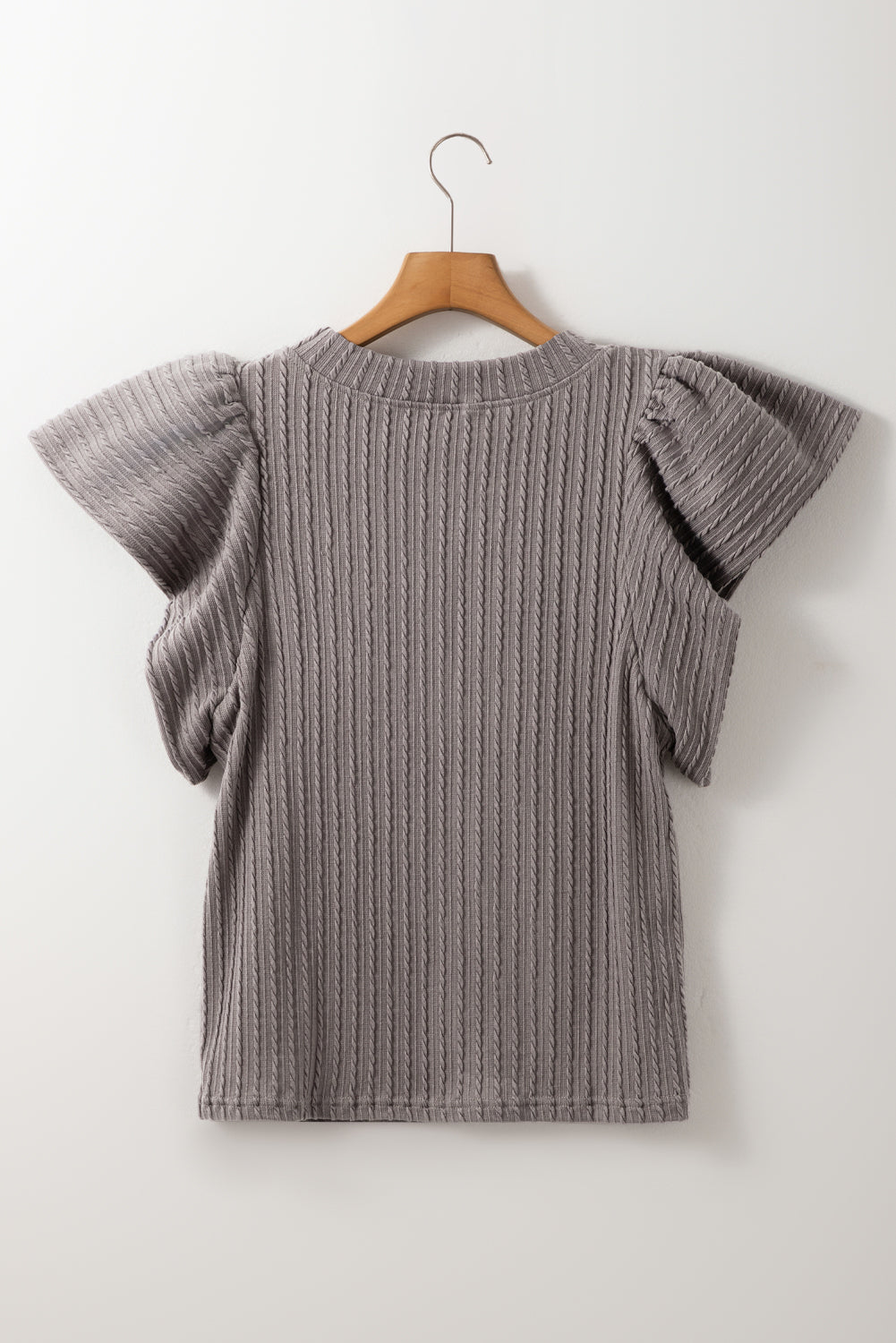 Textured Round Neck Flounce Sleeve Blouse - Classique Collection