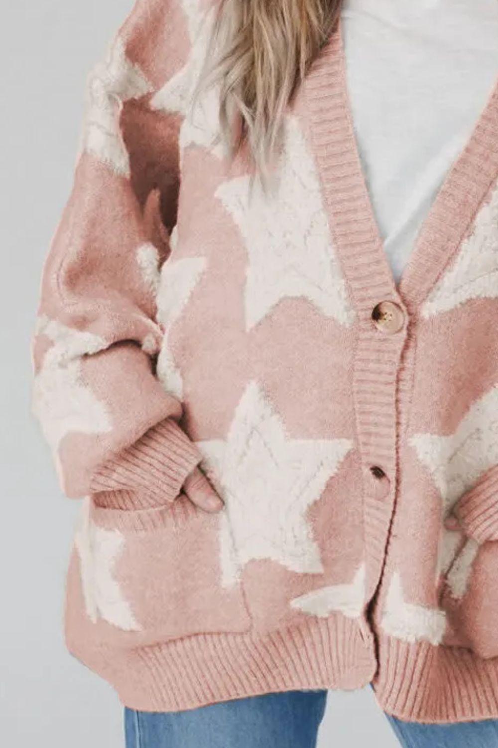 Star Button Up Long Sleeve Cardigan - ClassiQ