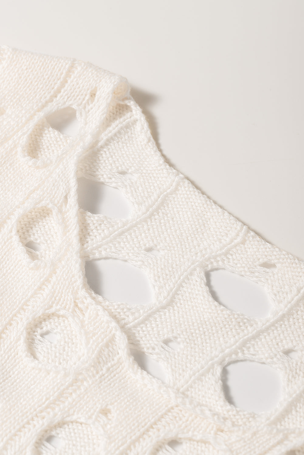 Cutout Round Neck Dropped Shoulder Knit Cover Up - Classique Collection