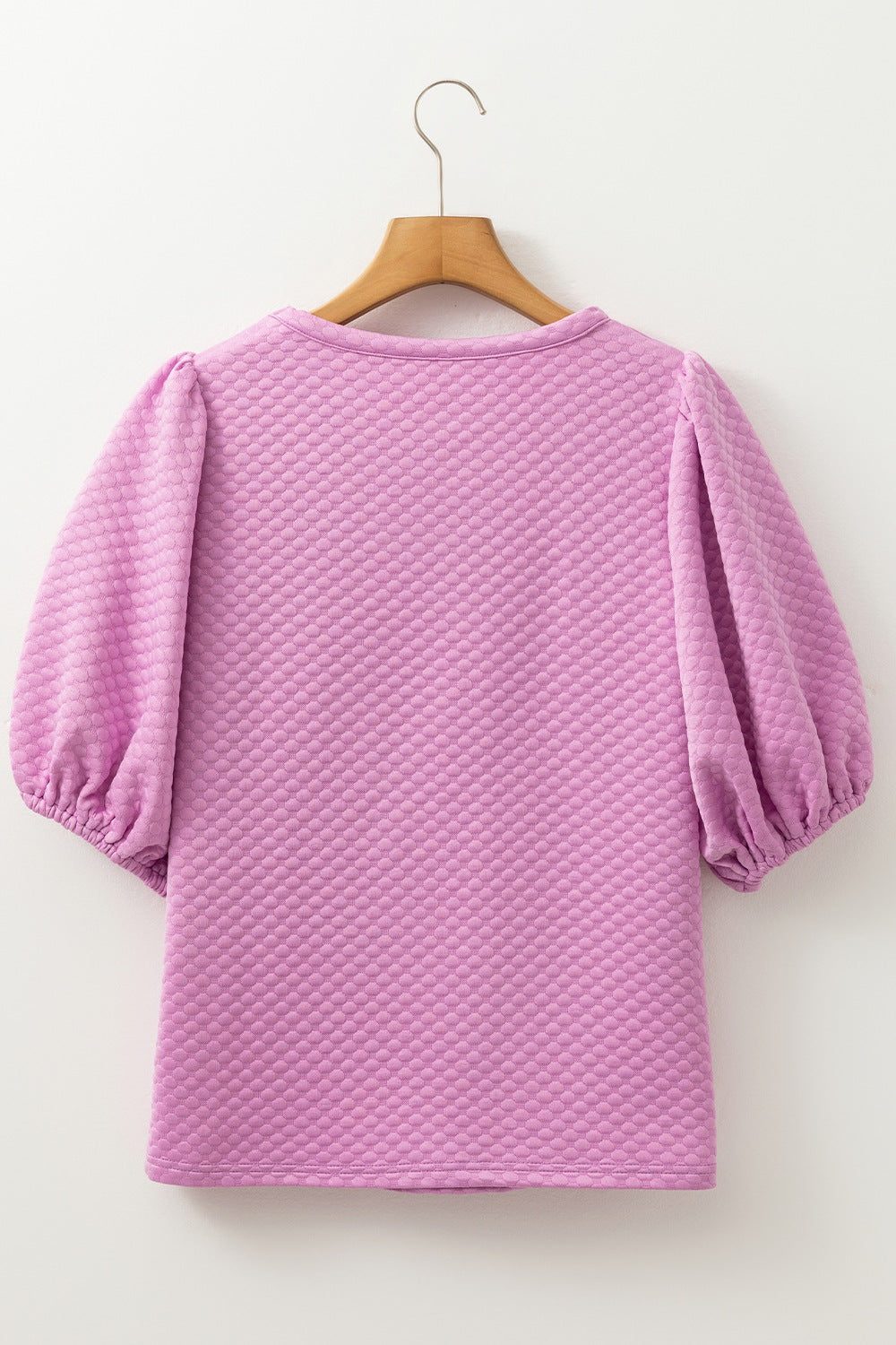 Textured Round Neck Puff Sleeve Blouse - Classique Collection