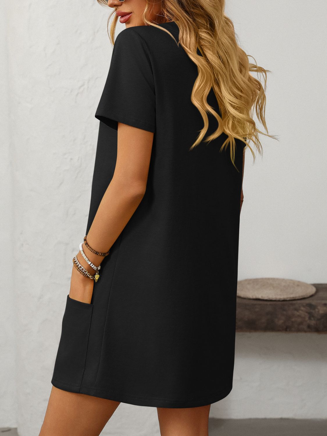 Mandy Square Neck Short Sleeve Mini Dress - Classique Collection