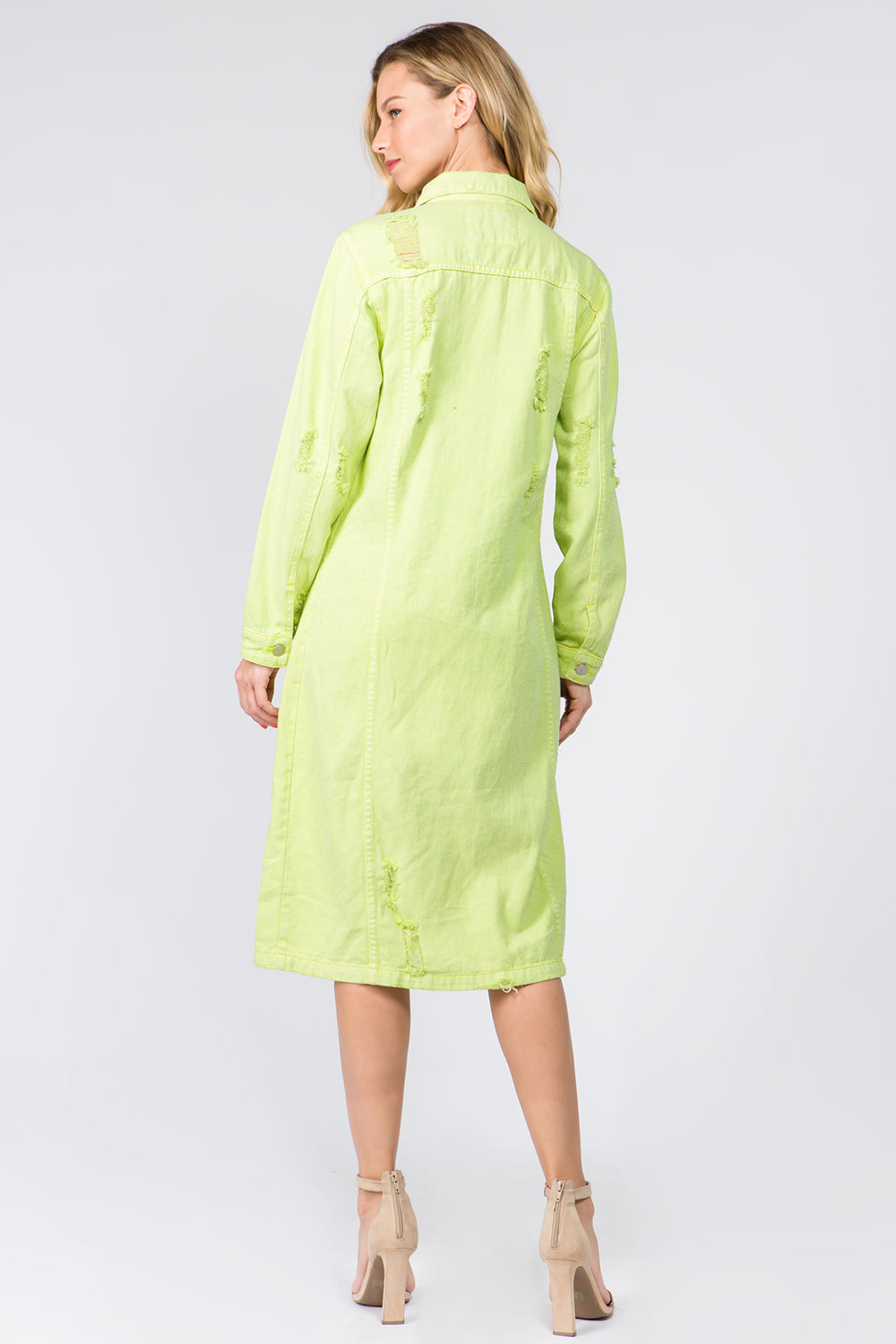 American Bazi Button Up Distressed Denim Dress - Classique Collection