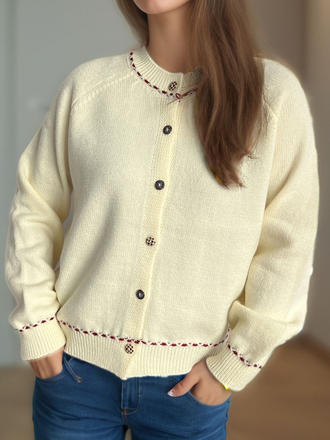 Button Down Long Sleeve Cardigan - ClassiQ