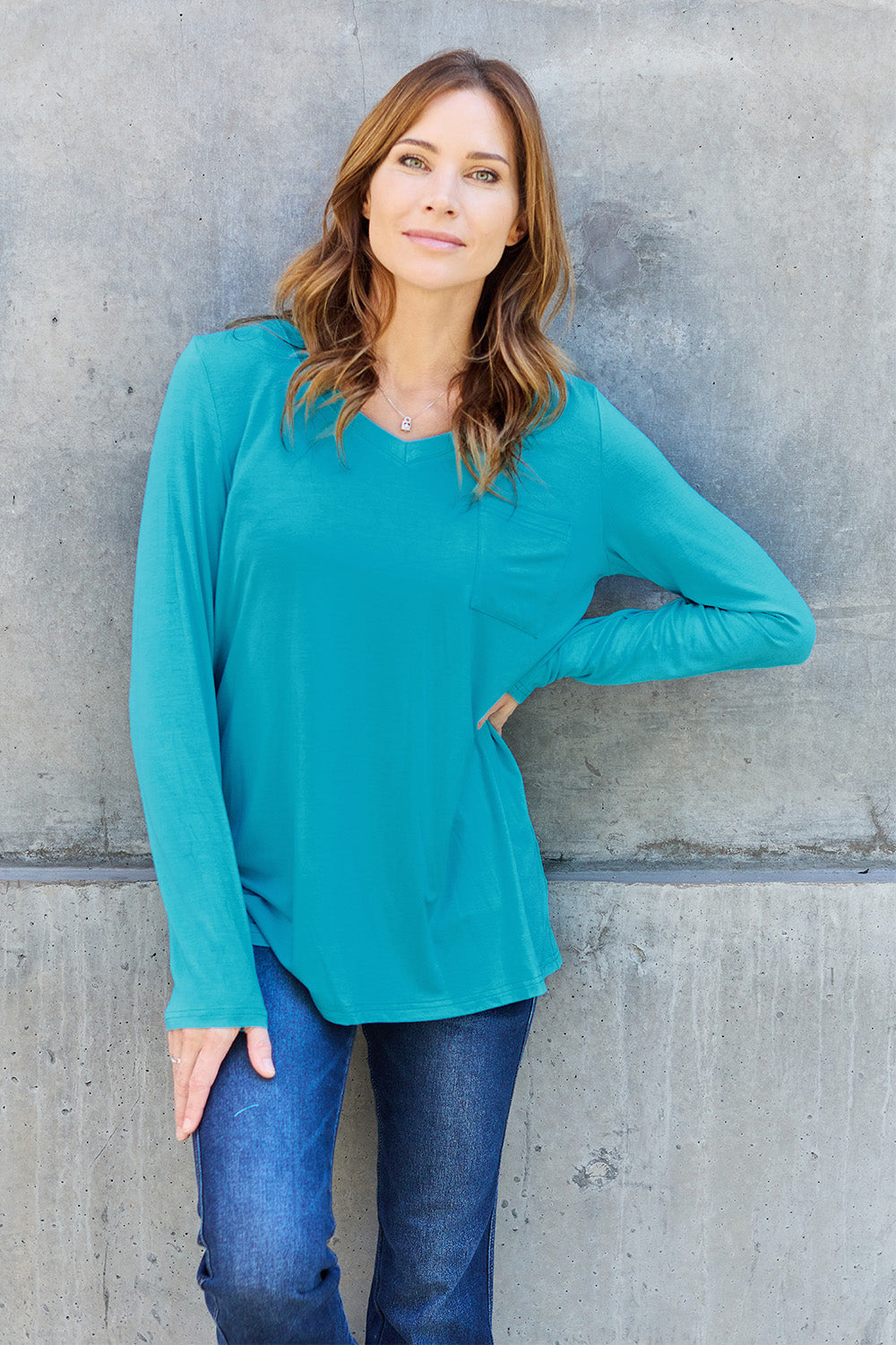 Basic Bae Full Size V-Neck Long Sleeve Top - Classique Collection