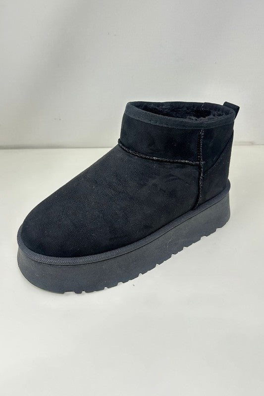 WILD DIVA Suede Round Toe Platform Booties - Classique Collection
