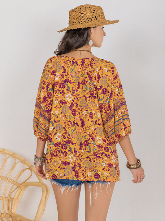 Printed Tie Neck Blouse - Classique Collection