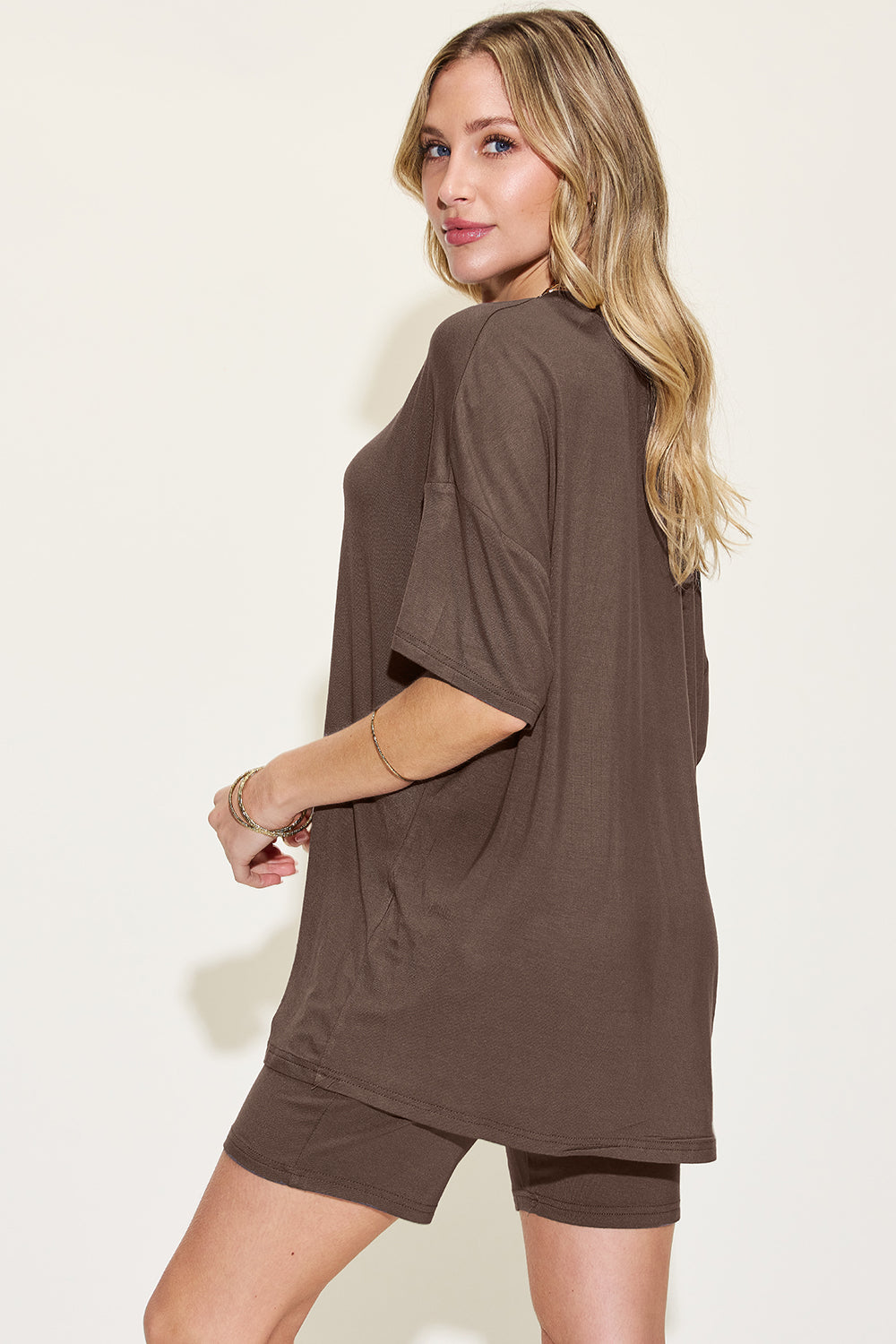 Basic Bae Full Size V-Neck Drop Shoulder T-Shirt and Shorts Set - ClassiQ
