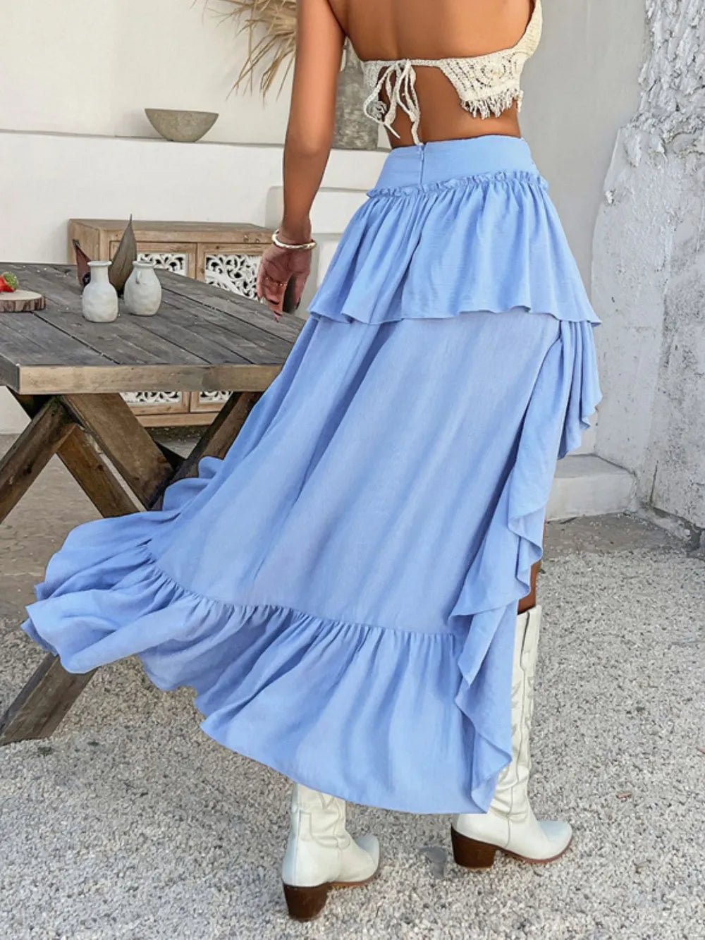 Devine High - Low Ruched Layered Skirt