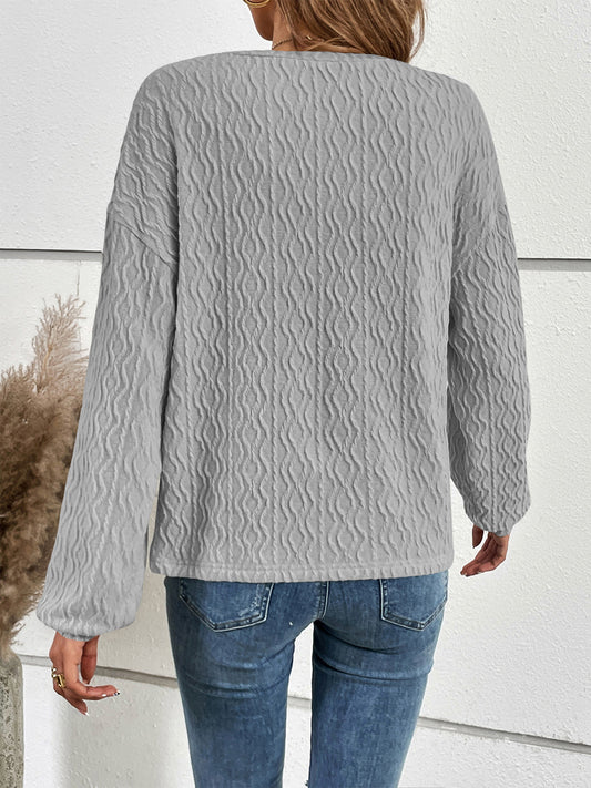 Ivy Lane Half Button Long Sleeve Top - ClassiQ