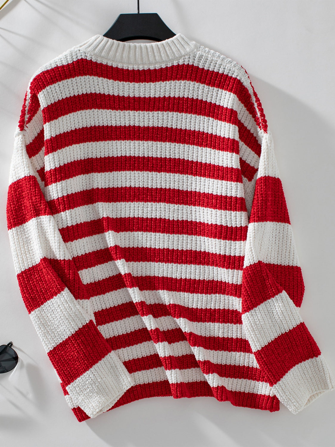 Striped Round Neck Long Sleeve Sweater - ClassiQ