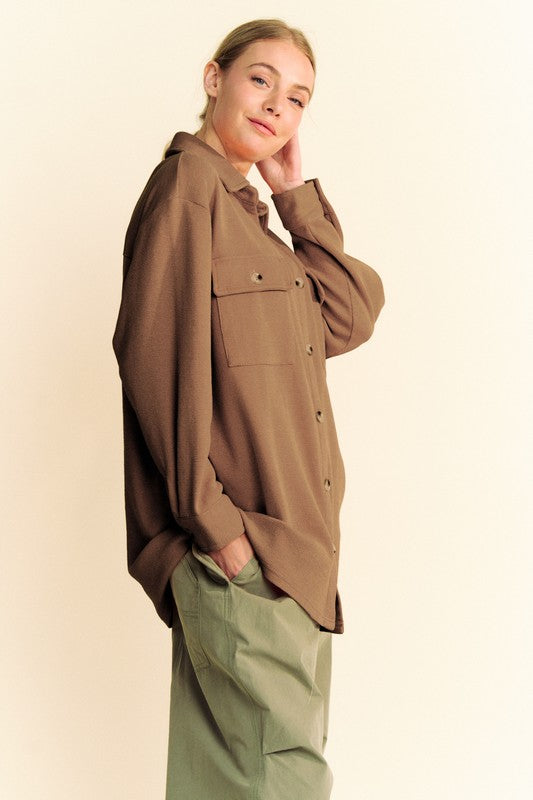 Davi & Dani Waffle-Knit Button Down Shirt - Classique Collection