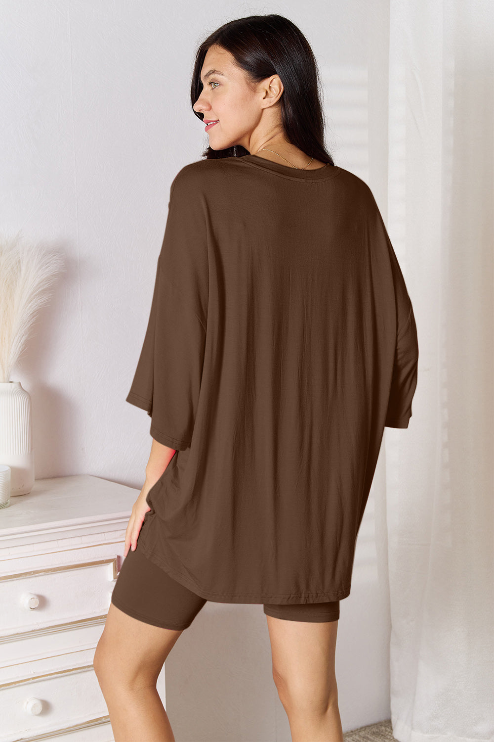 Basic Bae Full Size Soft Rayon Three-Quarter Sleeve Top and Shorts Set - ClassiQ