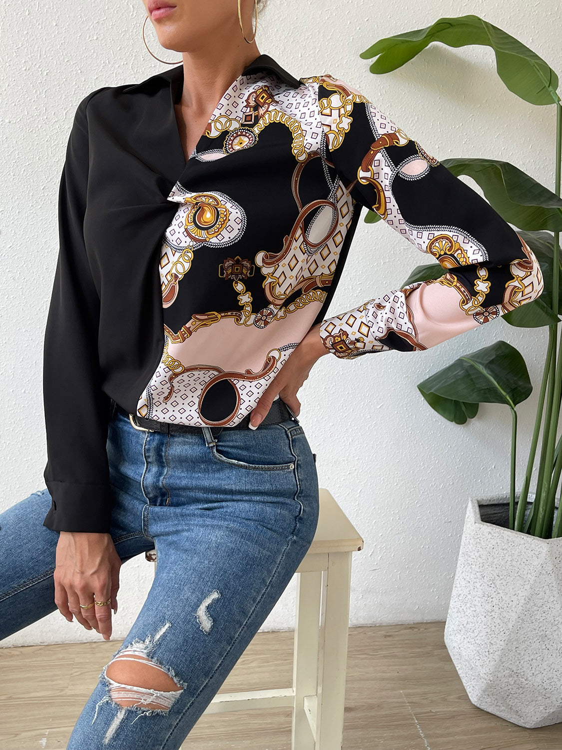 Twist Front Collared Blouse - Classique Collection