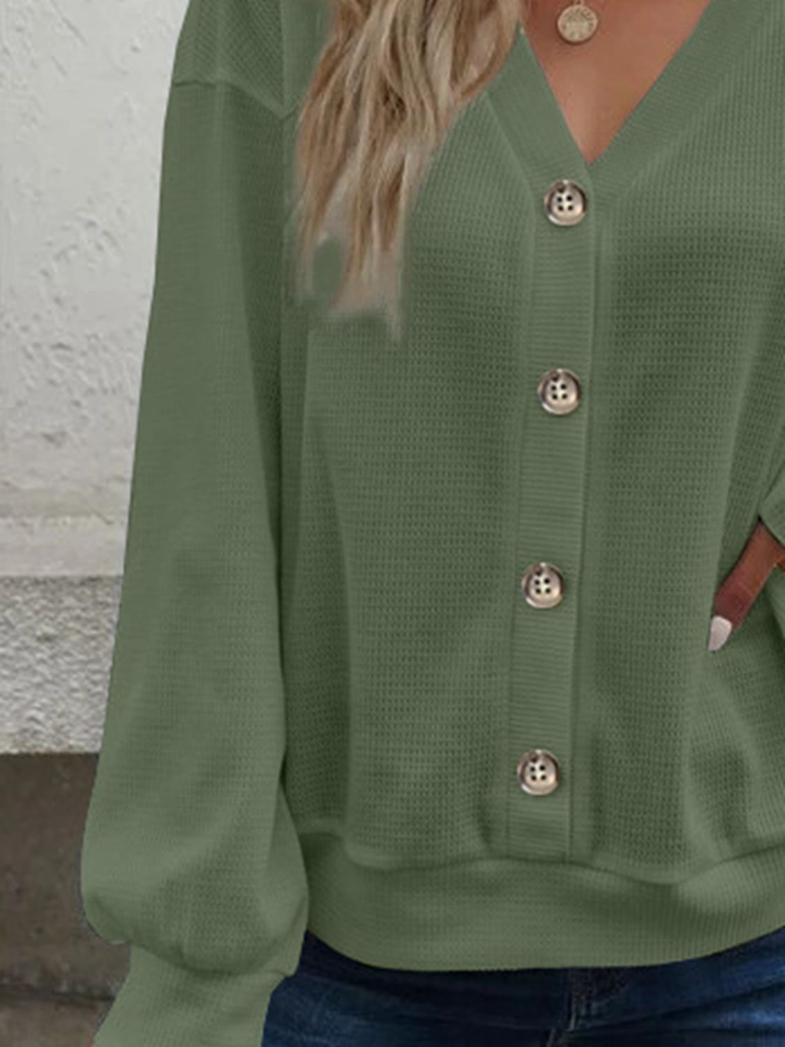 V-Neck Dropped Shoulder Blouse - Classique Collection