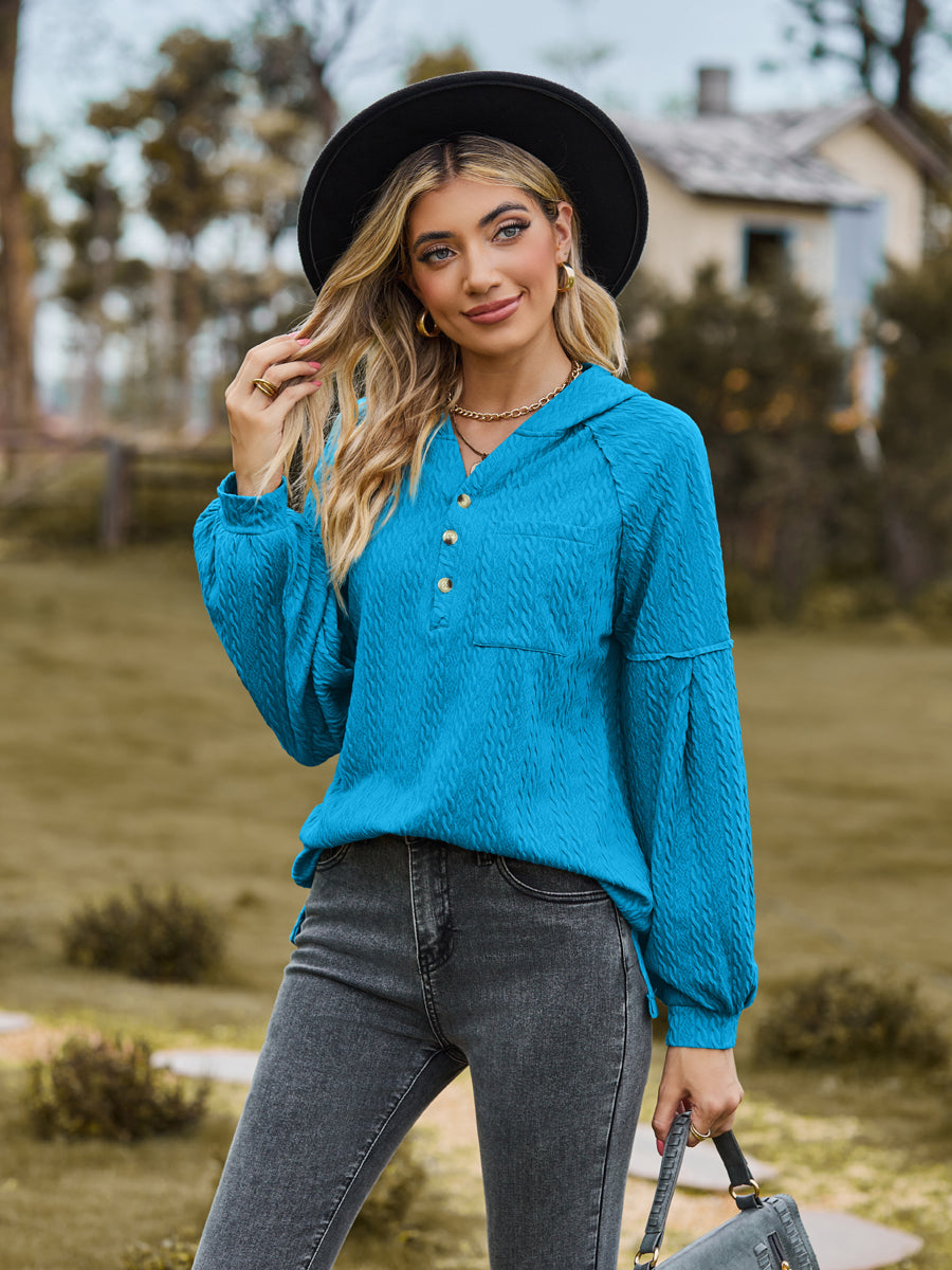 Cable-Knit Dropped Shoulder Hoodie - Classique Collection