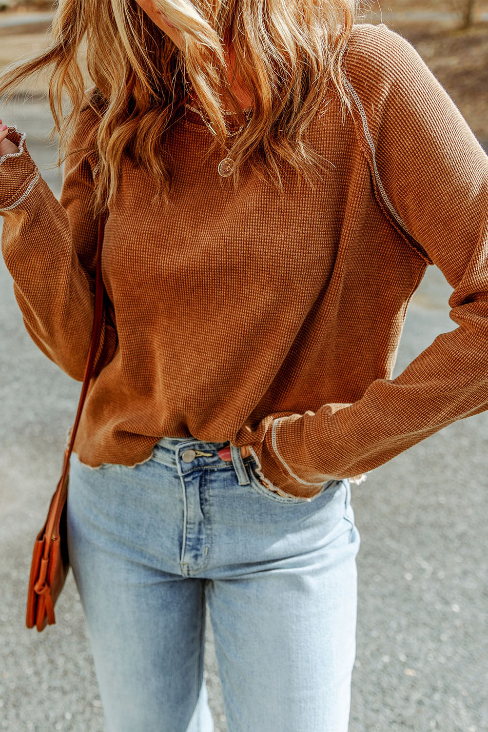 Long Raglan Sleeve Round Neck Top - Classique Collection