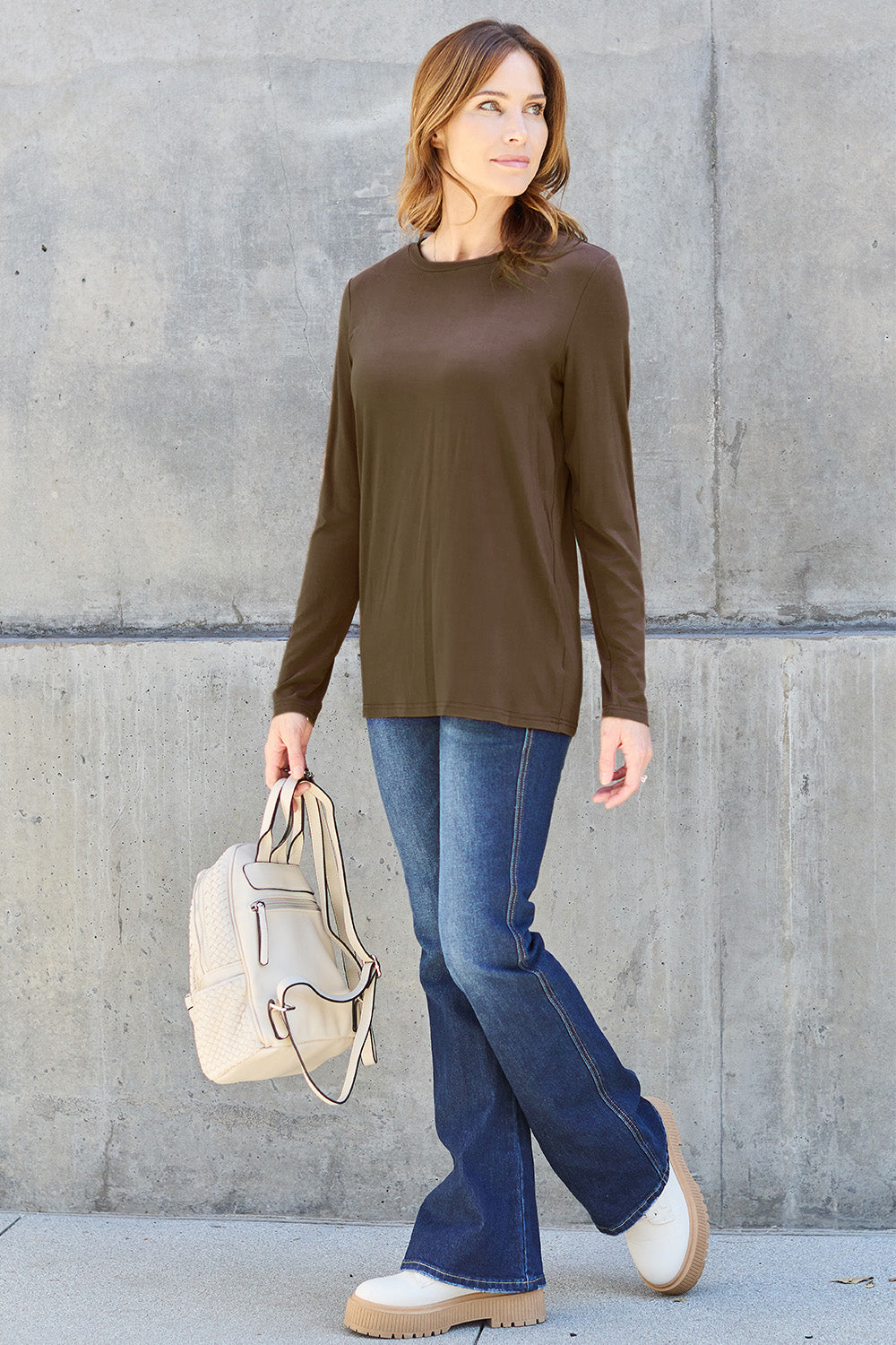 Basic Bae Full Size Round Neck Long Sleeve Top - Classique Collection