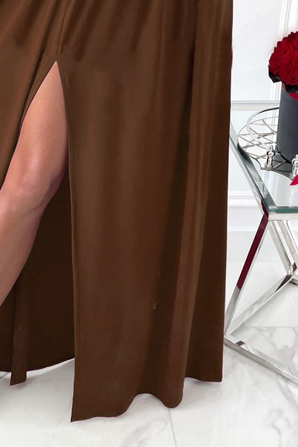 Slit Surplice Long Sleeve Maxi Dress - Classique Collection