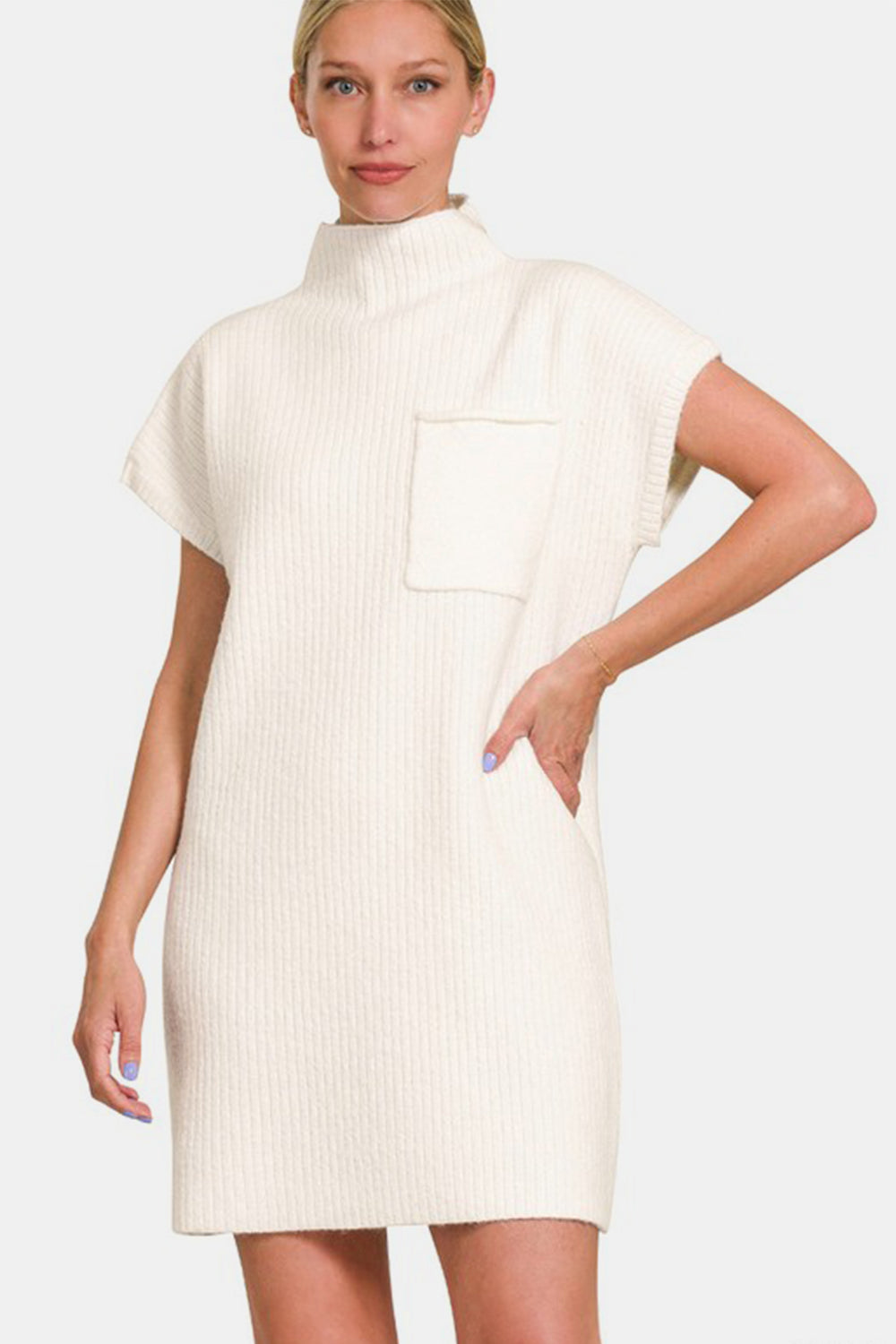 Zenana Short Sleeve Sweater Mini Dress - Classique Collection