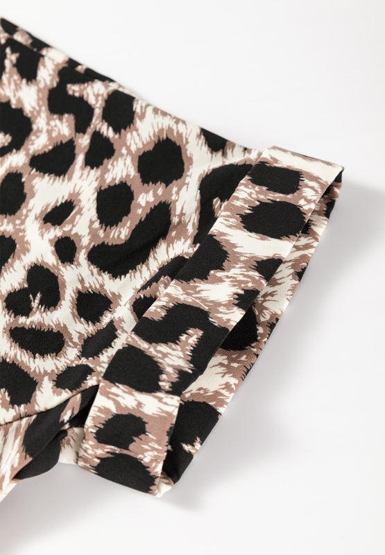 Cutout Back Leopard V-Neck Short Sleeve Mini Dress - Classique Collection