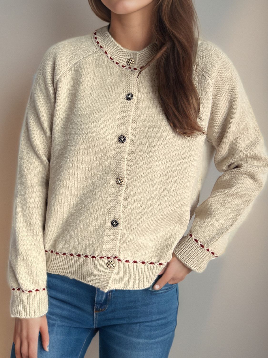 Button Down Long Sleeve Cardigan - ClassiQ