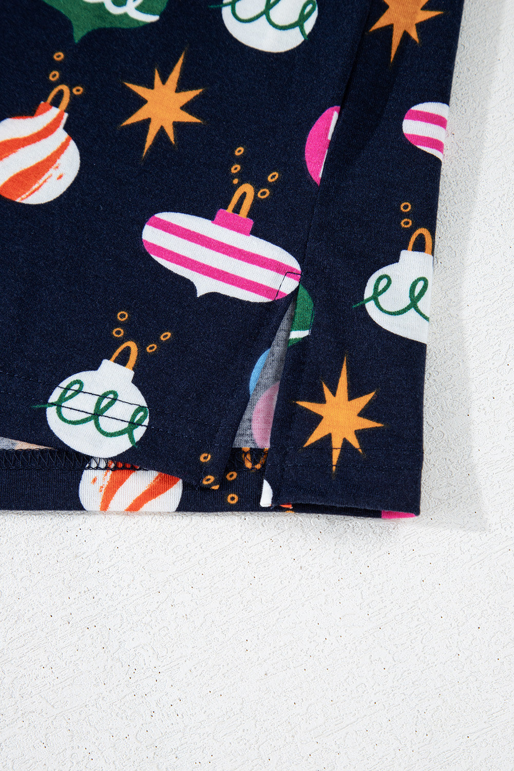 Christmas Lights Print Collared Neck Top and Pants Set - ClassiQ