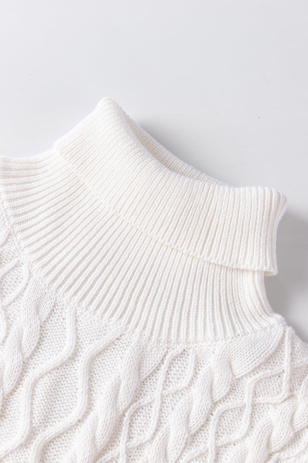 Cable-Knit Turtleneck Cap Sleeve Sweater - Classique Collection