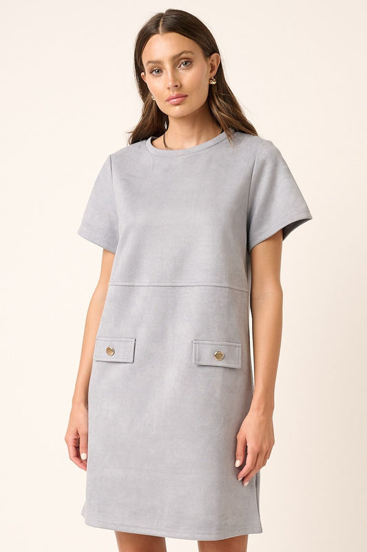 Mittoshop Suede Short Sleeve Mini Dress - Classique Collection