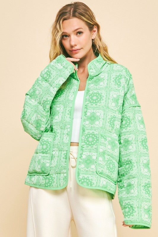 Davi & Dani Vintage Print Open Front Jacket with Pockets - Classique Collection